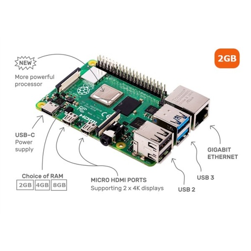 [BOA1007] Raspberry Pi 4 Board, Model B (2GB RAM)